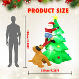 PIPIMOUSE 6FT Christmas Inflatables Tree Outdoor Decoration with LED Lights, Santa Claus Chased by Dog Inflatable Christmas Tree Blow Up Yard Decoration for Patio Lawn Garden Xmas Party Decor PIPIMOUSE