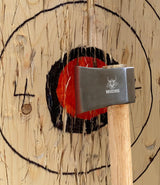 WICING 16" Throwing Axes for Axe Throwing Competitions, 1065 High Manganese Steel and Hickory Wood Handle Throwing Hatchet with Nylon Sheath - 1 Pack WICING