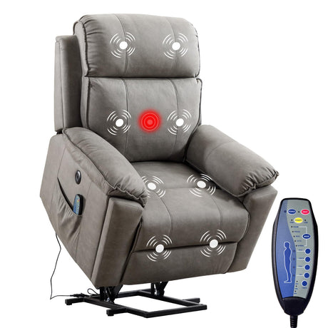 Phoenix Home Power Lift Chair with Massage and Heat for Elderly Recliner, Green Grey Phoenix Home