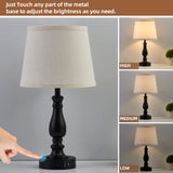 Lamps for Bedrooms Set of 2, Touch Bedside Table Lamps with USB Ports, 3 Way Dimmable Nightstand Lamps with Round Fabric Linen Lampshade for Living Room Reading Bed Side End Table, Bulbs Included EJIAXIN