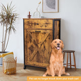 VINGLI Tilt Out Trash Cabinet, Wood Hidden Trash Can Kitchen Cabinet with Drawer, 10 Gallon Movable/Freestanding Pet Proof Storage Organizer, Laundry Basket Living Room Storage, Rustic Brown VINGLI