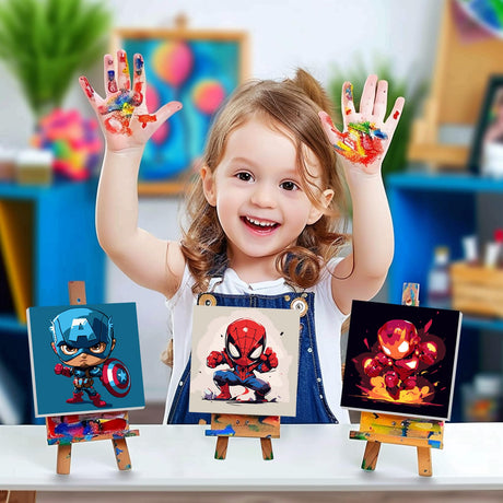 4 Pack Paint by Numbers Kit for Kids Paint by Number Kits Age 4-8 Painting Canvas for Kids Ages 8-12 Boys Framed Canvas Painting by Numbers Anime Drawing Kit Color by Numbers Kit for Kid 8x8 Inch AILIBUT