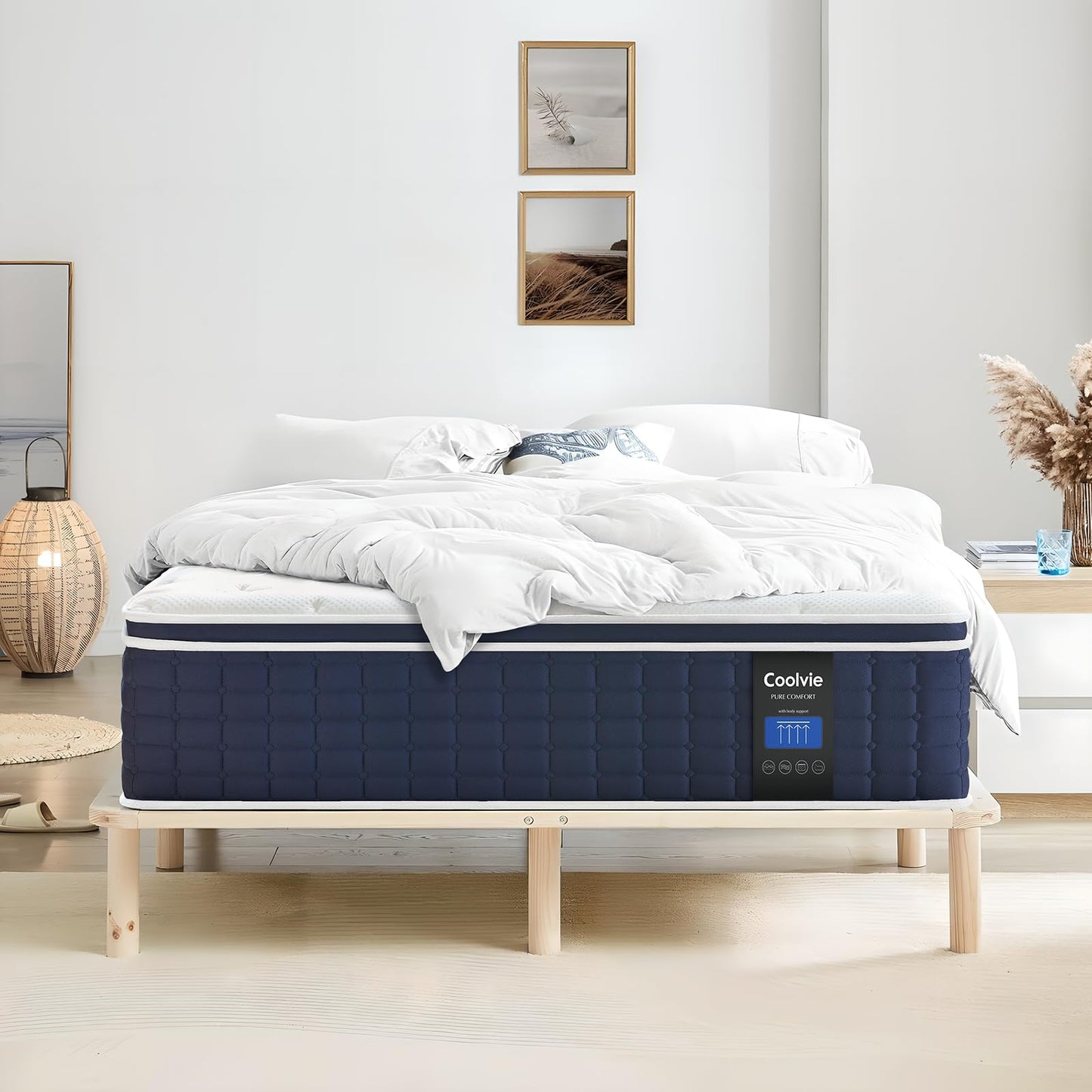 Twin XL Mattress 14 Inch, Coolvie Gel Memory Foam Mattress Bed in a Box, Adaptive Support Breathable Hybrid Mattress with CertiPUR-US Certified, Double Cooling Individually Coil & Medium Plush Support