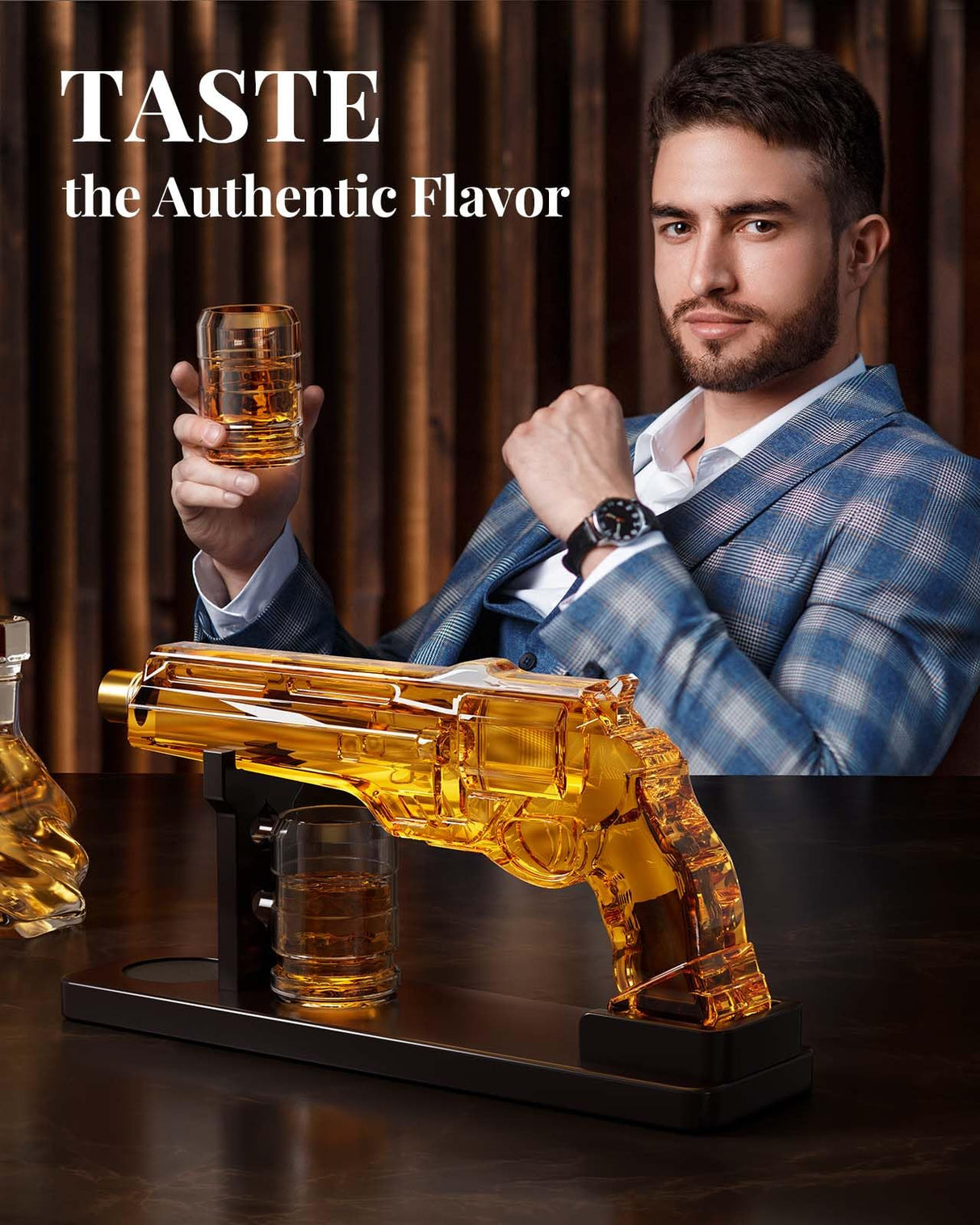 Gun Whiskey Decanter Sets for Men, Kollea Liquor Decanter Set with Glass, Unique Valentine Birthday Gift Idea for Men Dad, Cool Anniversary Stuff Gift for Him Husband, Dispenser for Bar Drinking Party Kollea