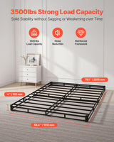 VEVOR Box Spring, Queen Size Bed Frame with Washable Fabric Cloth, Heavy Duty Metal Frame for Queen Bed, 4 in Mattress Foundation, 3500 lbs Max Weight Capacity, Easy Assembly, 79.1 L x 59.4 W x 4 H in VEVOR