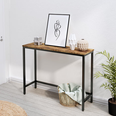Timberer 39.4” Console Table, Hallway Entrance Table Sofa Table Behind Couch, for Living Room, Entryway, Easy Assembly, Accent Table, Rustic Brown Timberer