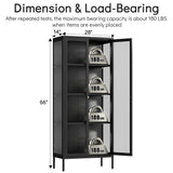 Polup Display Cabinet with 3 Side Tempered Glass, 66" Tall Curio Cabinet with Doors, Black Display Case for Collectibles, Figures, Metal Storage Cabinet for Living Room, Home Office, Assemble Required Polup