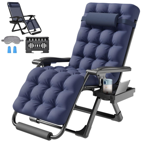 ZENPETIO 26In Zero Gravity Chair, Zero Gravity Recliner Lounge Chair for Indoor and Outdoor, Reclining Camping Chair for Lawn and Patio, Anti Gravity Chair w/Cushion, Cup Holder and Footrest, 440LBS ZENPETIO
