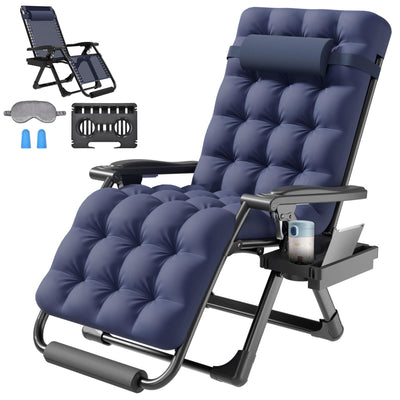 ZENPETIO 26In Zero Gravity Chair, Zero Gravity Recliner Lounge Chair for Indoor and Outdoor, Reclining Camping Chair for Lawn and Patio, Anti Gravity Chair w/Cushion, Cup Holder and Footrest, 440LBS