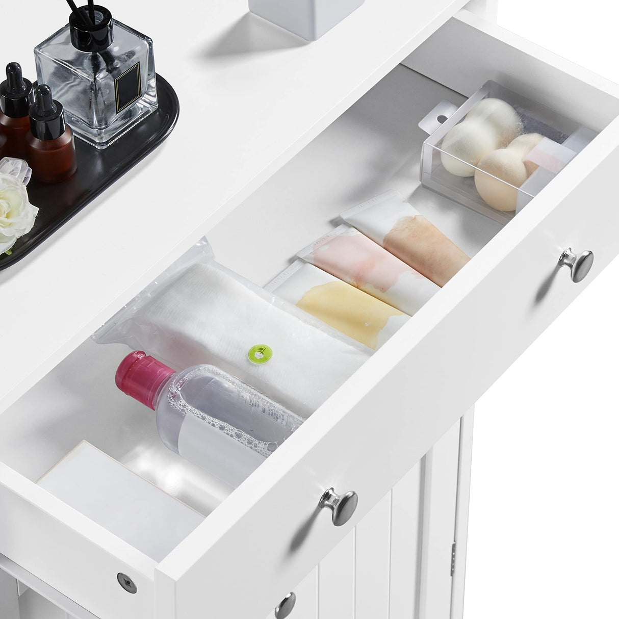 Yaheetech Free Standing Bathroom Cabinet with 1 Drawer 2 Doors and Adjustable Shelf, Wooden Entryway Storage Cabinet, 11.8D x 23.6W x 31.5H in, White Yaheetech