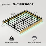Bellemave King Floating Bed Frame with LED Lights, Oak Wood Floating Bed Frame King, Wave Curve Wood Texture Bed with Heavy Duty Metal Slats Bellemave