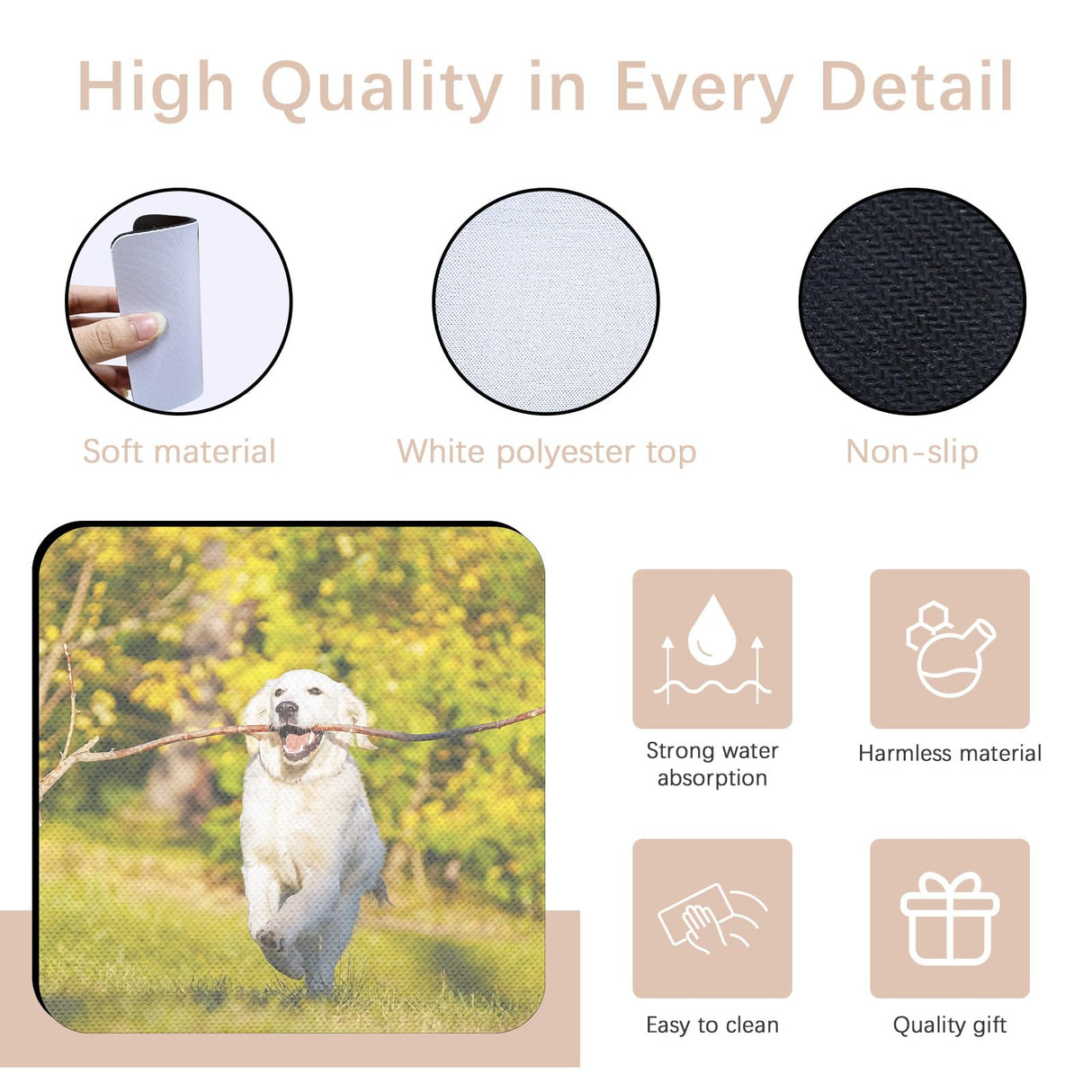 50 PCS Sublimation Coasters Blanks Bulk, 4x4 Inch Square Blank Cup Mat Rubber for Sublimation Transfer Heat Press Printing DIY Crafts ORJ