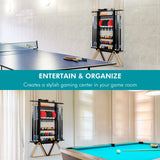 XCSOURCE Pool Stick Holder, 2-IN-1 Pool Cue Rack & Ping Pong Paddle Holder, 100% Solid Pine Wood Wall Mount Holds Billiards and Table Tennis Accessories for Man Cave, Billiard Room, Game Room,Bar Room XCSOURCE