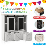 Vabches Toy Storage Organizer with Sliding Blackboard, Kids Bookshelf and Bookcase with 3 Movable Drawers & 5 Storage Cubbies, Multifunctional Storage Cabinet Toy Chest for Playroom,Nursery, Kids Room Vabches