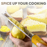 Stainless Steel Cheese and Citrus Zester Grater w/Extra Sharp Blade - Perfect for Lemons, Parmesan, Garlic, Chocolate - Spice Up any Kitchen Dish in Seconds with Your Premium Hand Held Shredder GEROSSI