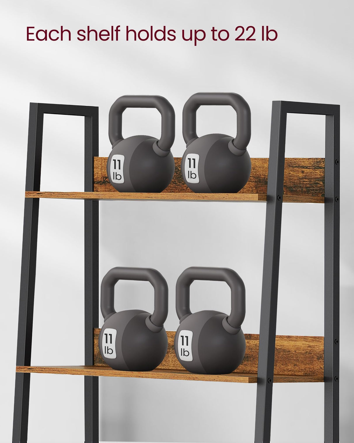 VASAGLE Bookshelf, 5-Tier Narrow Bookcase, Ladder Shelf for Home Office, Living Room, Bedroom, Kitchen, Rustic Brown and Ink Black ULLS067B01 VASAGLE