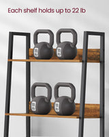 VASAGLE Bookshelf, 5-Tier Narrow Bookcase, Ladder Shelf for Home Office, Living Room, Bedroom, Kitchen, Rustic Brown and Ink Black ULLS067B01 VASAGLE