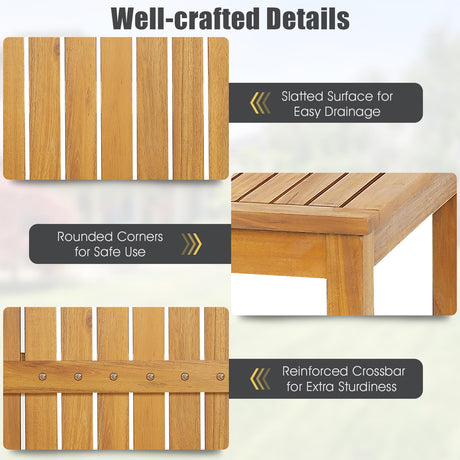 Tangkula 5-Piece Outdoor Acacia Wood Bar Set with High Top Table and Saddle Seat Stools Tangkula