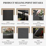 Fsbecl Round Fluted Lift Top Coffee Table with Storage, 34.6'' Farmhouse Round Coffee Tables for Living Room, Circle Wood Accent Center Table for Home, Office (Black) Fsbecl