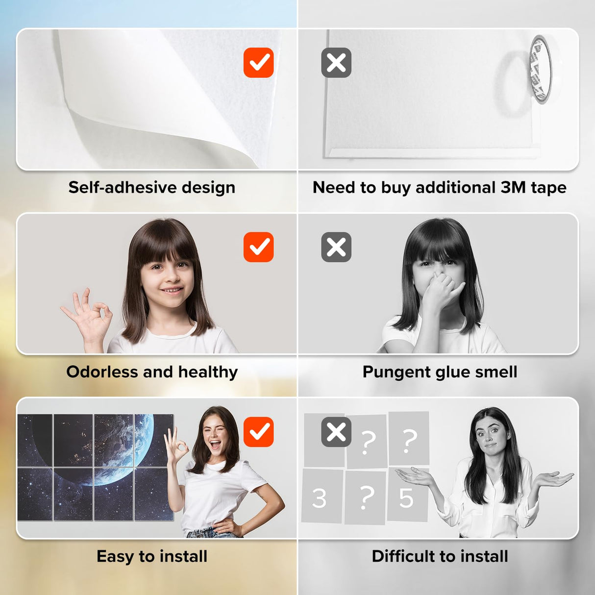 Art Acoustic Panels, Self-adhesive Decorative Sound Absorbing Wall Art, 48 X 32 Inches Soundproof Wall Panels, Noise Reducing for Recording Studio, Home 6 Pack, Planet Sonic Acoustics