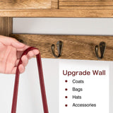 Emfogo Rustic Wood Coat Rack with Shelf & Hooks - Farmhouse Wall Mounted Coat Rack for Entryway, Mudroom, Bedroom, Kitchen, Bathroom (Brown) Emfogo