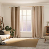 BGment Tan Curtains 84 Inch for Living Room - Light Filtering Faux Linen Look with Burlap Texture, Rustic Farmhouse Window Panels (Set of 2, 52" Wide) BGment
