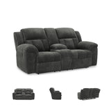 Signature Design by Ashley Frohn Contemporary Manual Reclining Loveseat with Console with Console, Storage and Cup Holders, Gray Signature Design by Ashley
