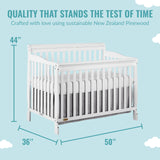 Dream On Me Ashton 4-In-1 Convertible Crib In White, Greenguard Gold, JPMA Certified, Non-Toxic Finishes, Features 4 Mattress Height Settings, Made Of Solid Pinewood Dream On Me