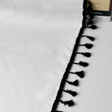 2 Pack Faux Linen White Kitchen Valances with Tassels Modern Farmhouse Valance Curtains Topper Country Rustic Bathroom Small Window Treatment Boho Decor (54x15 inch, Black Tassels) Oindec