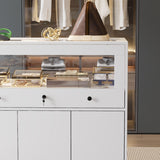 TAMUNE Armoire Bedroom Island Wardrobe Closet Island with Glass Drawer & 3 Doors, Island Glass Dresser Closet Island for Bedroom Cloakroom Store White (39.3”W x 19.6”W x 39.3”H) TAMUNE