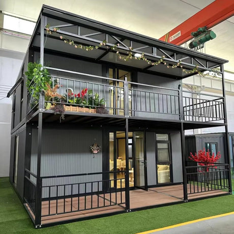 Tiny Home prefab Container House with 2 bedrooms, 1 Bathroom and Kitchen, Folding Modular Tiny House to Live in for Adults, Expandable prefabricated Portable Homes, Mobile House for Sale Generic