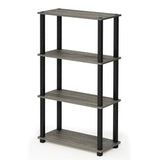 Furinno Turn-N-Tube 4-Tier Multipurpose Shelf Display Rack, Square Tube, French Oak Grey/Black Furinno