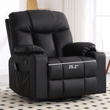 Bonzy Home Oversized Swivel Rocker Recliner, 40" Rocking Recliner Chair with Heated and Massage, PU Leather Single Sofa with Swivel Function, 2 Cup Holders for Living Room Bedroom, Black Bonzy Home