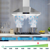 Tieasy Wall Mount Range Hood 30 inch Kitchen Hood 700 CFM with Ducted/Ductless Convertible Duct, Touch Control, Permanent Filters, Stainless Steel, 3 Speed Exhaust Fan, LED Light Tieasy