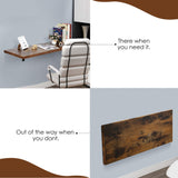 Houseables Wall Desk, Mounted Floating Table, Folding Desks, 48 x 15.75 x 1.25 Inch, Fold Down Dining Tables, Foldable Hanging Workbench, Drop-Leaf Walldesk, for Small Spaces, Bar, Computer, Laptop Houseables