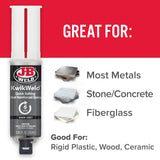 J-B Weld 6 Minute Set Epoxy KwikWeld, High Strength, Waterproof, 2 Pack, Dark Grey, 50176-2 J-B Weld