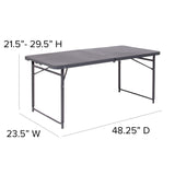 Flash Furniture Mills 4-Foot Height Adjustable Bi-Fold Dark Gray Plastic Folding Table with Carrying Handle Flash Furniture
