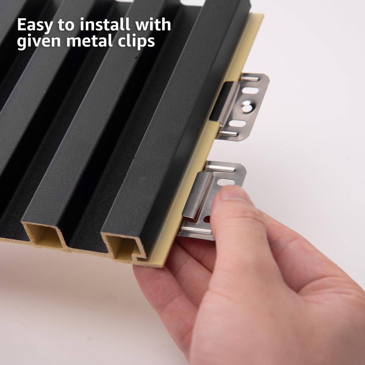 Art3d 8-Pack 96 x 6in. WPC Acoustic Slat Wall Panel for Modern Interior Decor, TV Background, Living Room, Matte Black Art3d