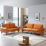 KEIKI 2 Piece Sectional Sofa Set, 3 Seat Sofa Couch and Loveseat Sets, Modular Sectional Sofas with Movable Pillows for Living Room Bedroom Office Apartment, Orange KEIKI