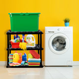 Koolatron Oskar 3 Tier Plastic Shelf, Garage Shelving Unit, Rack and Storage Shelves - Ideal for Storage Shed, and Shelf Organizer - Perfect for Garage Storage and Shelving Solutions,Black Koolatron