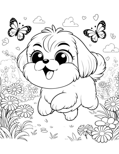 Cute Dogs Coloring Book for Kids Ages 4-8: Adorable Cartoon Dogs & Puppies