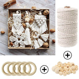 ZXCDINO 119pcs Macrame Kits for Starter 3mm x 109Yards Natural Cotton Macrame Cord with 100pcs Wooden Beads,10pcs Wooden Rings,Wooden Sticks,Metal Rings,S Hooks Macrame Supplies for Plant Hangers ZXCDINO