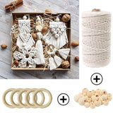 ZXCDINO 87pcs Macrame Kits for Beginners 3mm x 220yards Natural Cotton Macrame Cord Wall Hanging Kit, Macrame Supplies Best for Macrame Plant Hanger with Wooden Beads,Wooden Rings ZXCDINO
