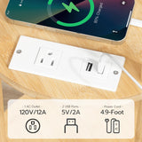 HOOBRO Small Round Side Table with Charging Station, 3-Tier Round Bamboo End Table, Compact Sofa Bedside Table for Small Space, Easy Assembly, for Living Room, Bedroom, Apartment, Natural YL152UBZ01 HOOBRO