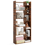 Tangkula 6-Tier Bookshelf, 64”H Tall Open Bookcase with Anti-Tip Kits, Home Office Free-Standing Wood Room Divider Display Shelf, Modern 11-Shelf Storage Rack for Study, Living Room (1, Rustic Brown) Tangkula