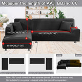 NAISI Couch Cover L Shape 2 Pieces Sofa Cover Soft Stretch Slipcovers with 2pcs Pillowcases Furniture Protector Sectional Couch Covers 3 Seater + 3 Seater(Black) NAISI
