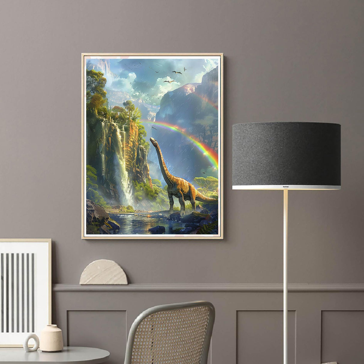 Diymood DIY 5D Diamond Painting Kits for Adults Dinosaur - Paint with Diamond Art Kits for Adults Waterfalls Full Drill Round Canvas Mosaic Beginner Home Wall Decor Gift 12x16 inch z12 Diymood