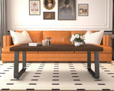 HSH Rustic Walnut Coffee Table, 39” Mid Century Modern Center Table, Rectangle Industrial Living Room Coffee Table, Simple Farmhouse Wood and Metal Tea Coffee Table for Home Bedroom, Walnut, 39 in HSH