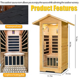 Outdoor Far Infrared Sauna, 1 Person Low EMF Indoor Home Sauna Canadian Hemlock Wood Dry Sauna 1400W/110V Homsido