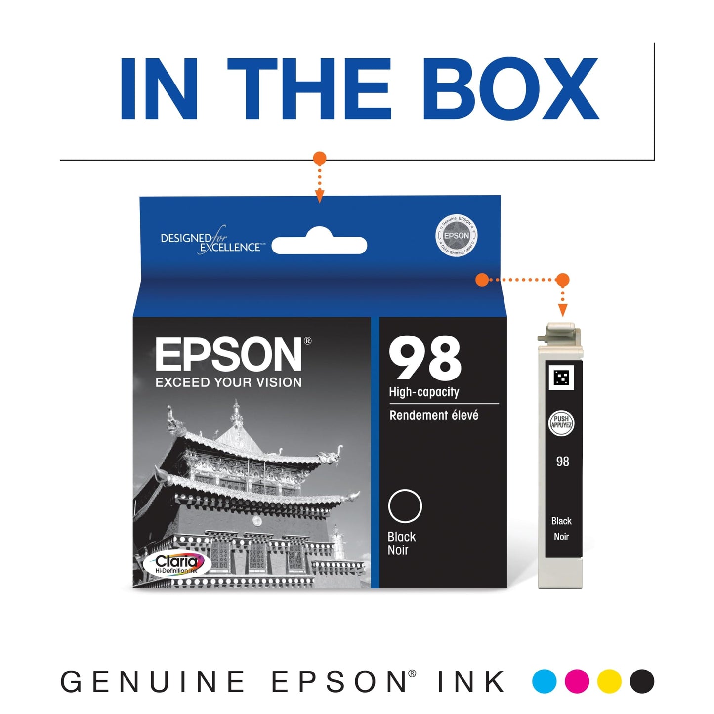 EPSON 98 Claria Hi-Definition Ink High Capacity Black Cartridge (T098120) Works with Artisan-700, 710, 725, 730, 800, 810, 835, 837